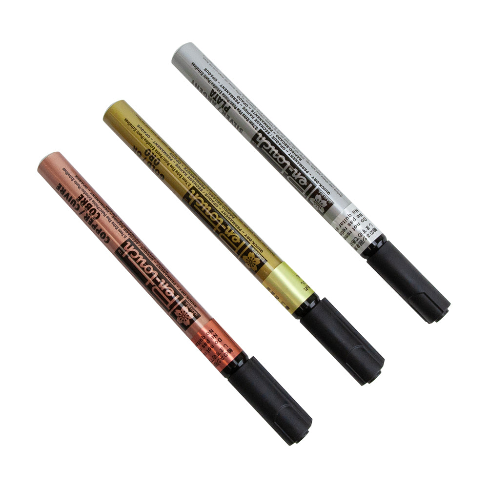 Pen-touch Paint Pen Set - Ultra Fine Tip - Metallic (gold, silver, and copper)