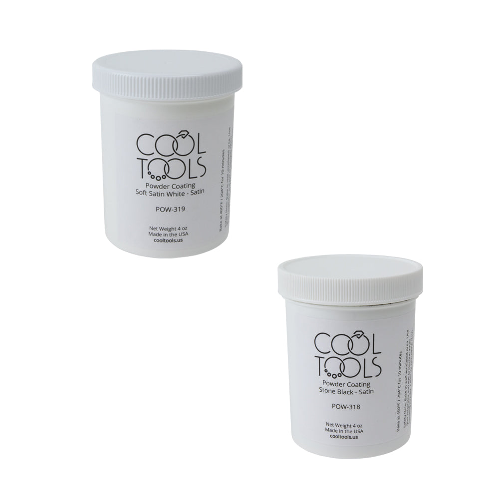 jars of Powder Coating - Black & White Satin Se