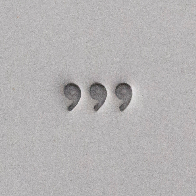 Quality Stamp for Wet Clay - .999 - 2mm sample in gray clay