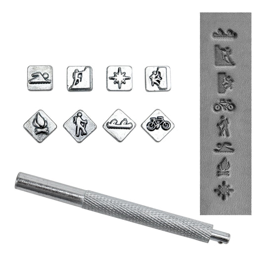 Mini Stamp Set - Adventure

While designed for leather stamping, these work great for metal clay.

These stamp sets are popular and fun designs for personalizing your projects. Each set includes 8 quality stamping tool heads and 1 handle. All stamping heads are 10mm square and stamping handle is 3-1/2" long. Heads are easily interchangeable for quick changes between designs.