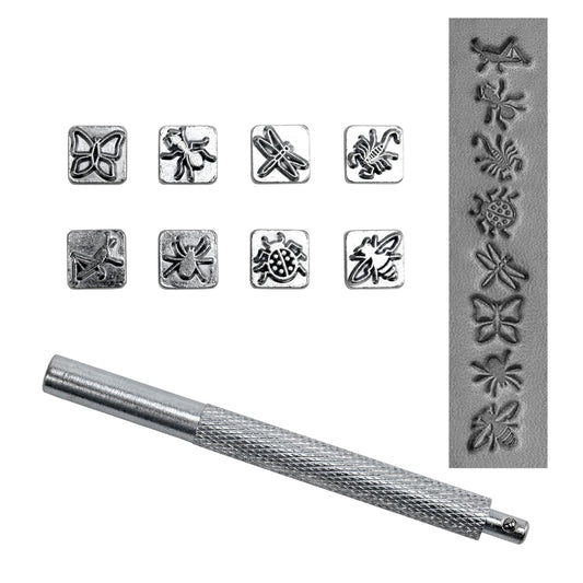 Mini Stamp Set - Bugs

While designed for leather stamping, these work great for metal clay.

These stamp sets are popular and fun designs for personalizing your projects. Each set includes 8 quality stamping tool heads and 1 handle. All stamping heads are 10mm square and stamping handle is 3-1/2" long. Heads are easily interchangeable for quick changes between designs.
