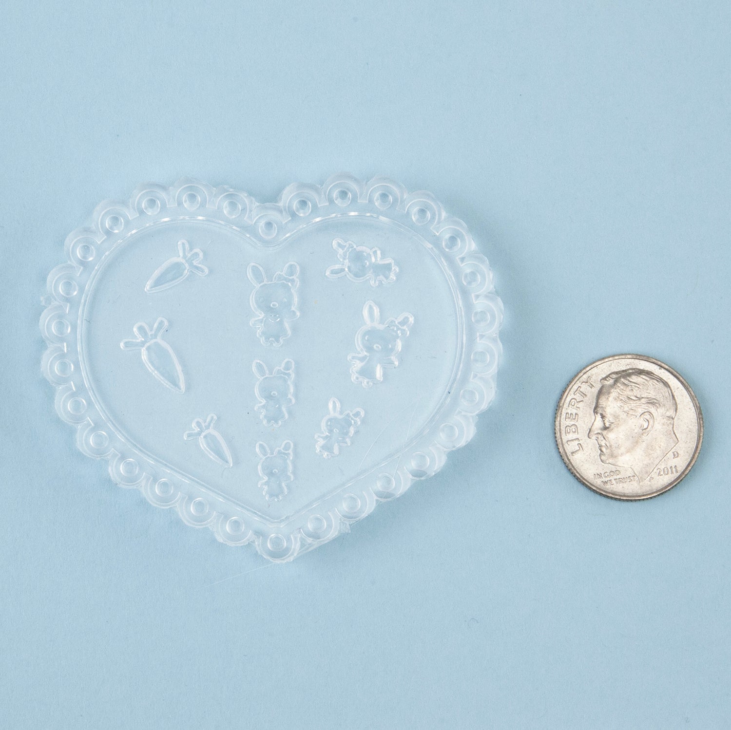 Mini Silicone Jewelry Mold - Bunnies with dime