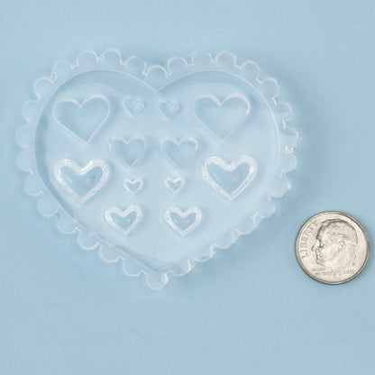 Mini Silicone Jewelry Mold - Hearts with dime