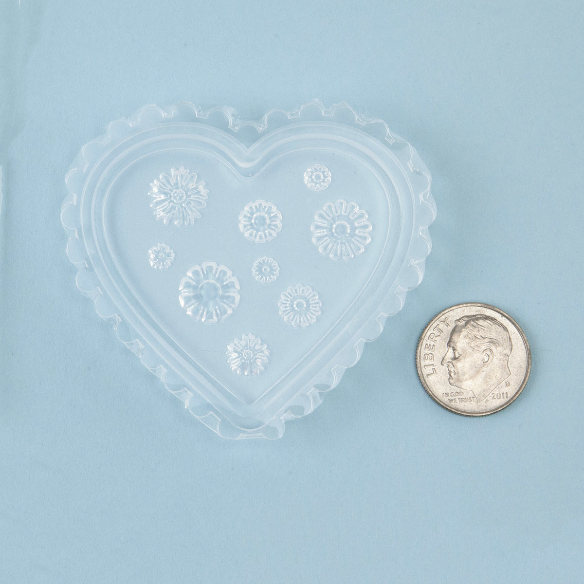 Mini Silicone Jewelry Mold - Flowers with dime