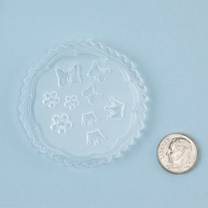 Mini Silicone Jewelry Mold - Bows, Butterflies & Crowns with dime