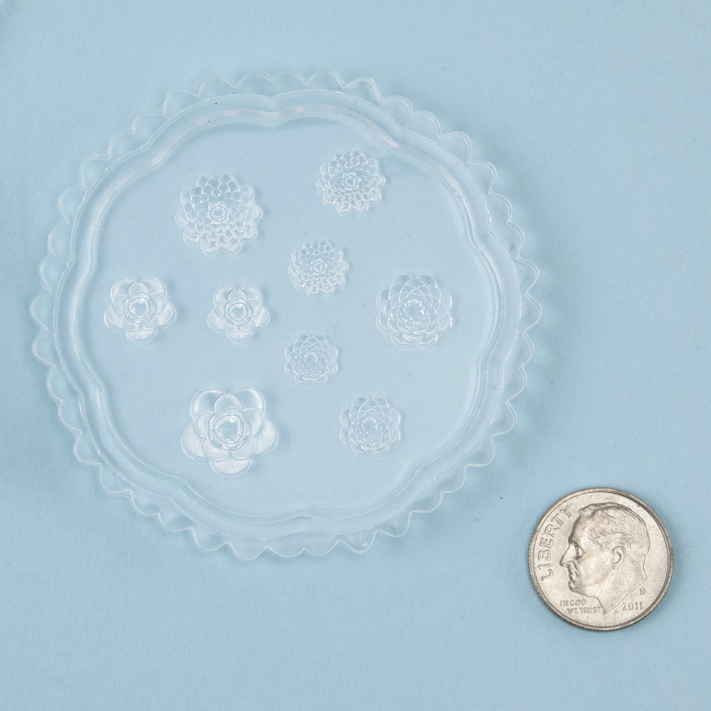 Mini Silicone Jewelry Mold - Succulents with dime