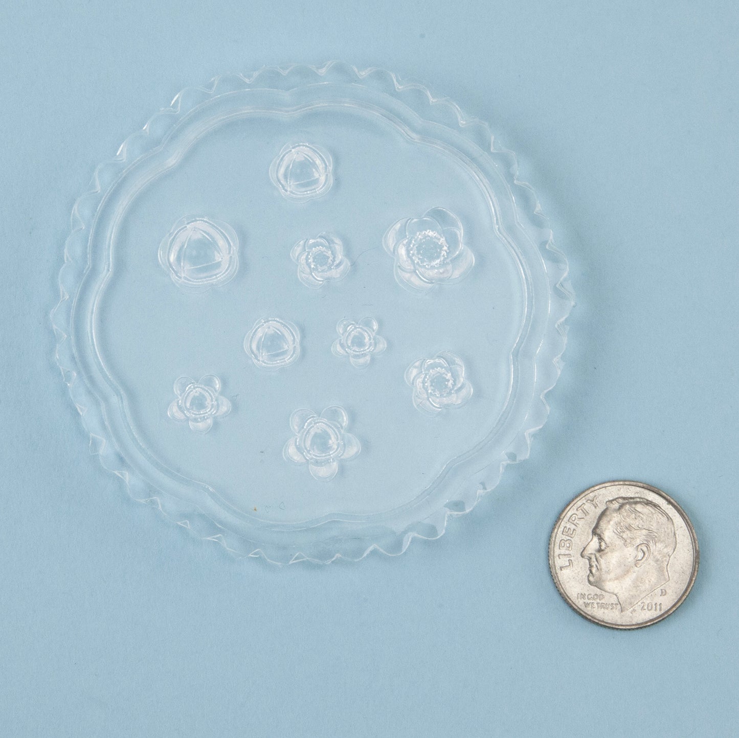 Mini Silicone Jewelry Mold - Medium Flowers with dime