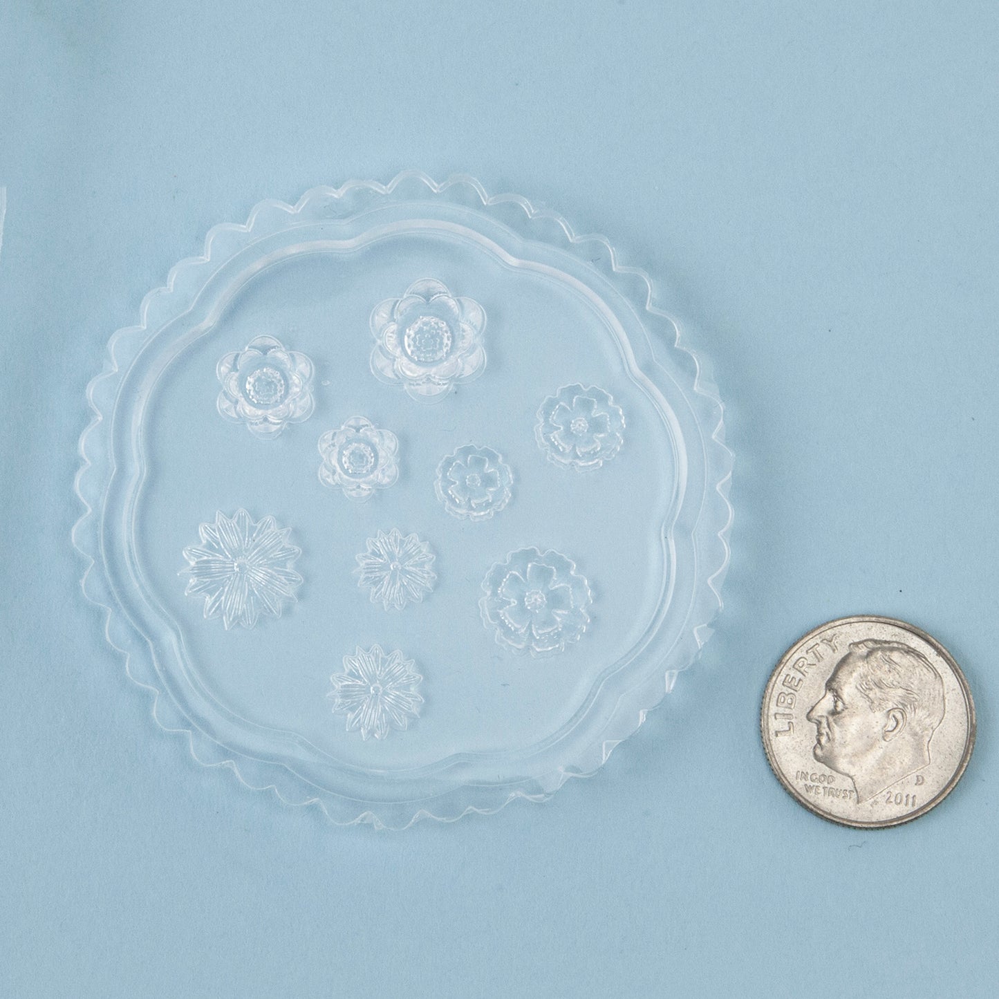 Mini Silicone Jewelry Mold - Small Flowers with dime