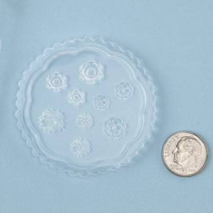 Mini Silicone Jewelry Mold - Small Flowers with dime