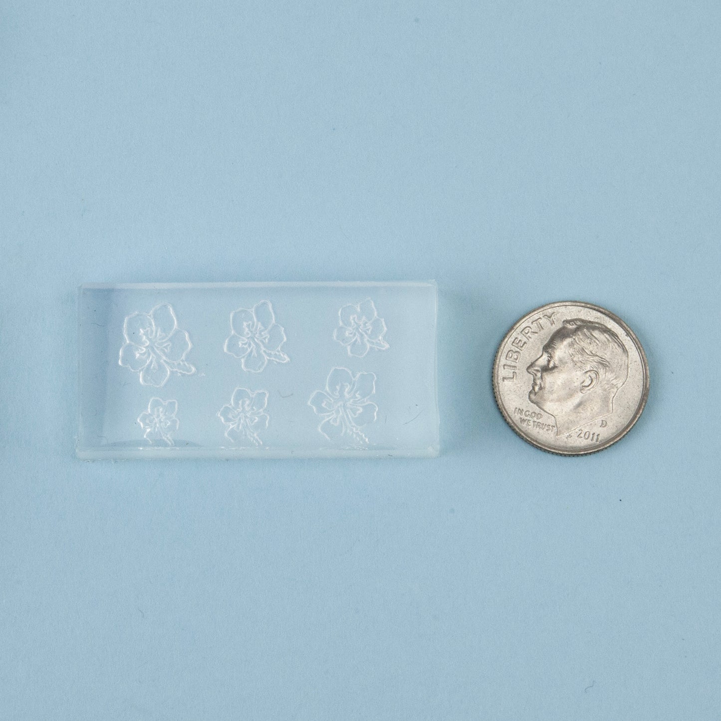 Mini Silicone Jewelry Mold - Hibiscus with dime