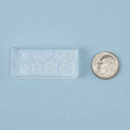 Mini Silicone Jewelry Mold - Flower Bunches with dime
