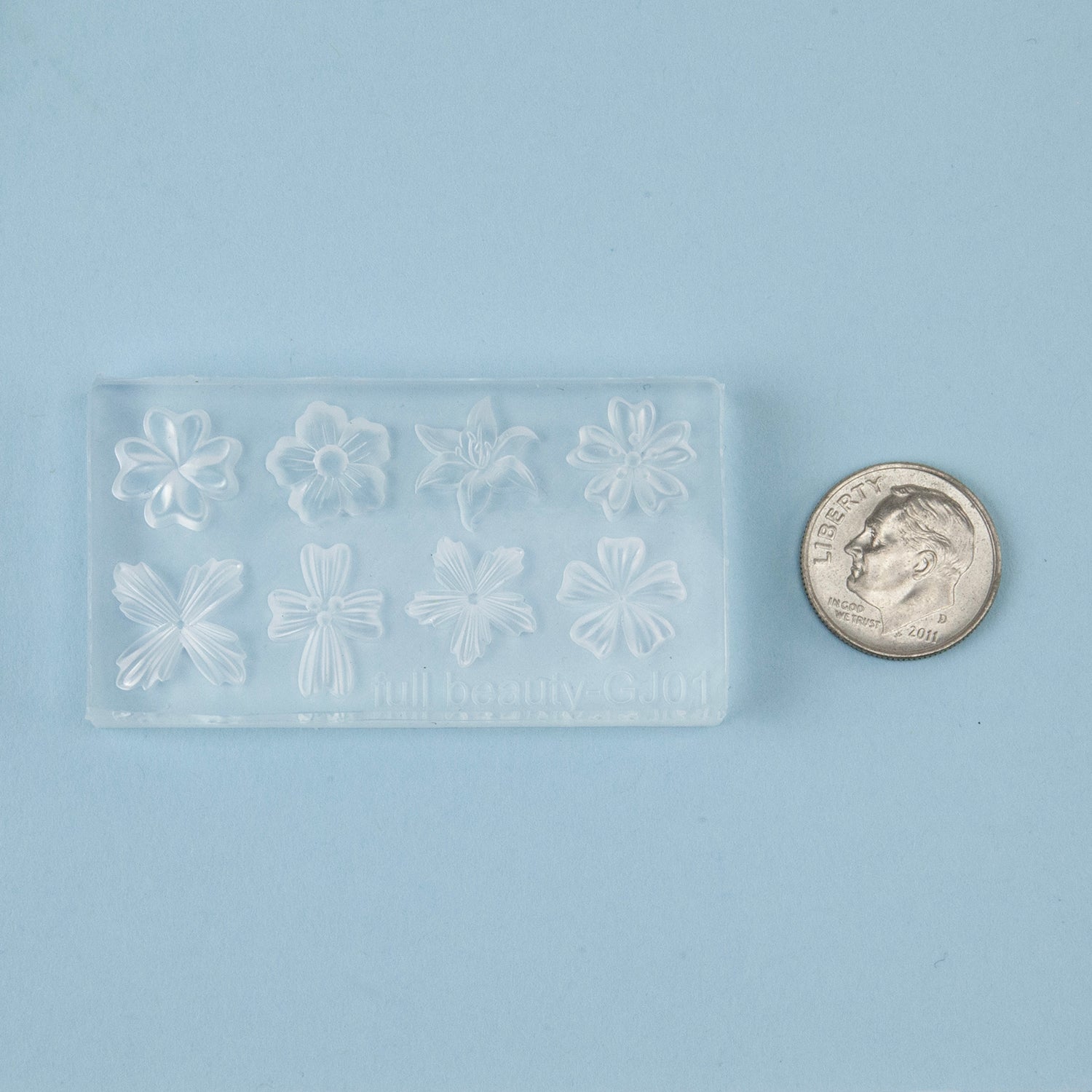 Mini Silicone Jewelry Mold - Flower Array with dime