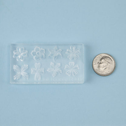 Mini Silicone Jewelry Mold - Flower Array with dime