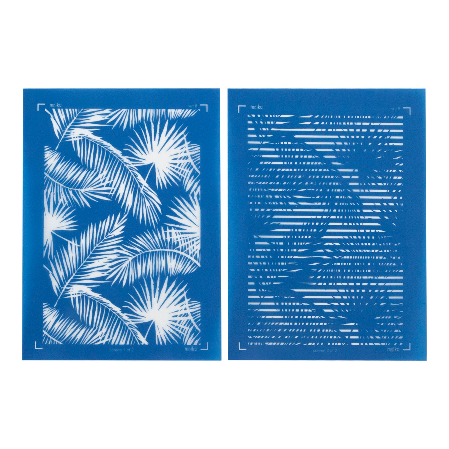 blue Moiko Silk Screen - Style Set 8 2 Pieces 