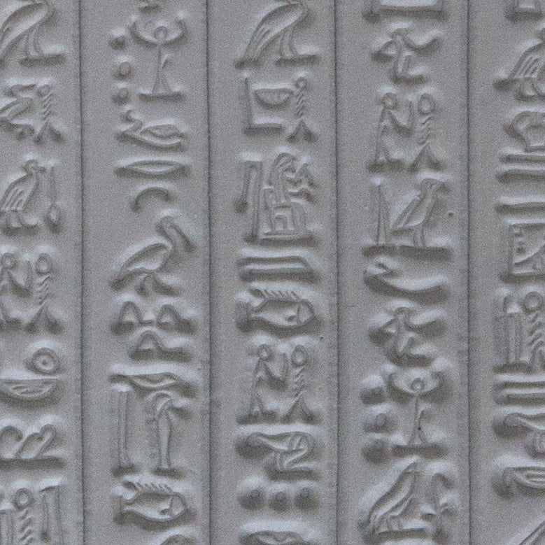Rollable Texture Tile - Hieroglyphics sample in gray clay