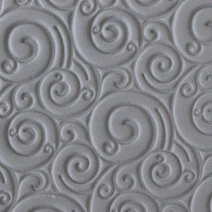 Rollable Texture Tile - Curly Spirals sample in gray clay