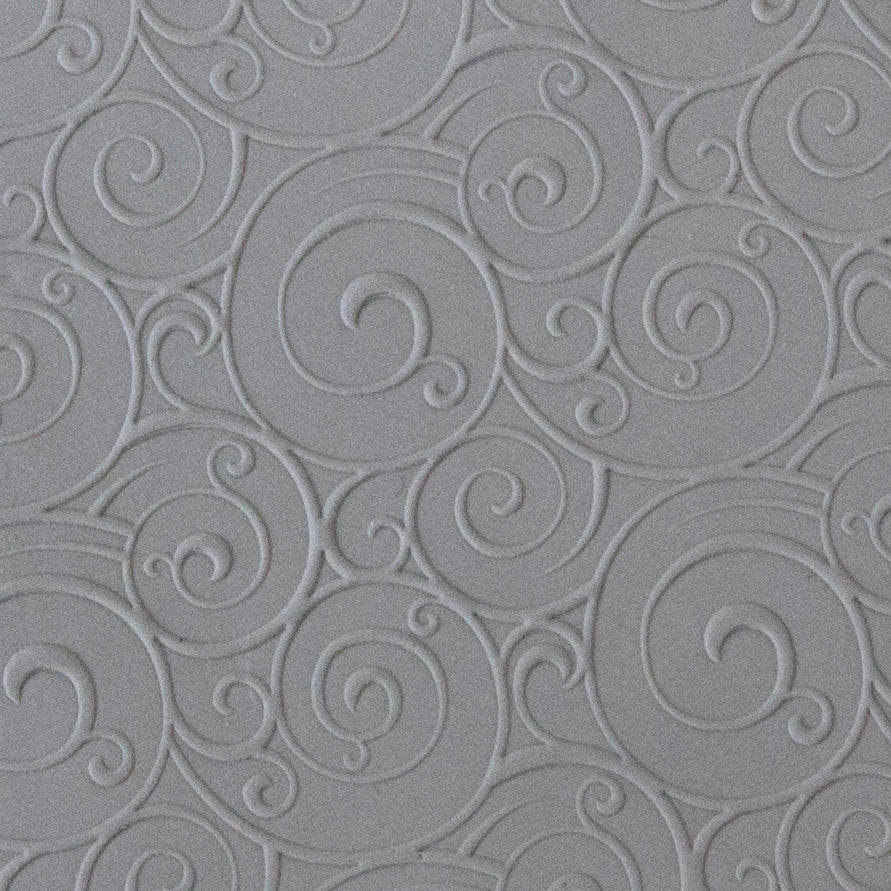 Rollable Texture Tile - Curly Spirals Fineline sample in gray clay