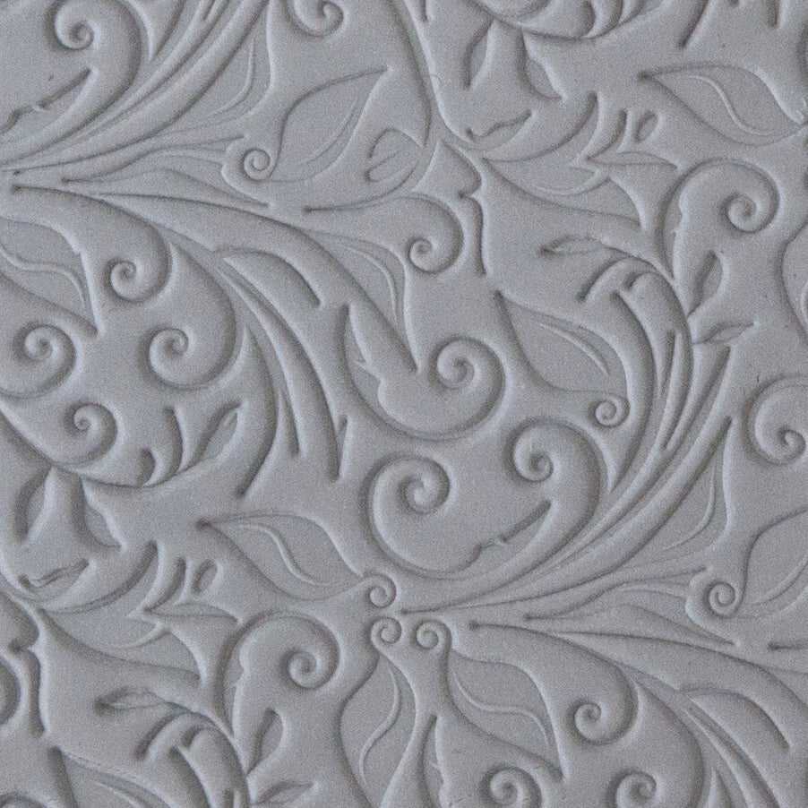 Rollable Texture Tile - Leaves and Tendrils sample in gray clay