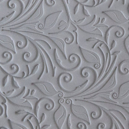 Rollable Texture Tile - Leaves and Tendrils sample in gray clay