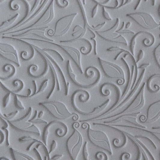 Rollable Texture Tile - Leaves and Tendrils sample in gray clay