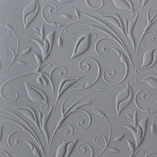 Rollable Texture Tile - Leaves and Tendrils Fineline sample in gray clay