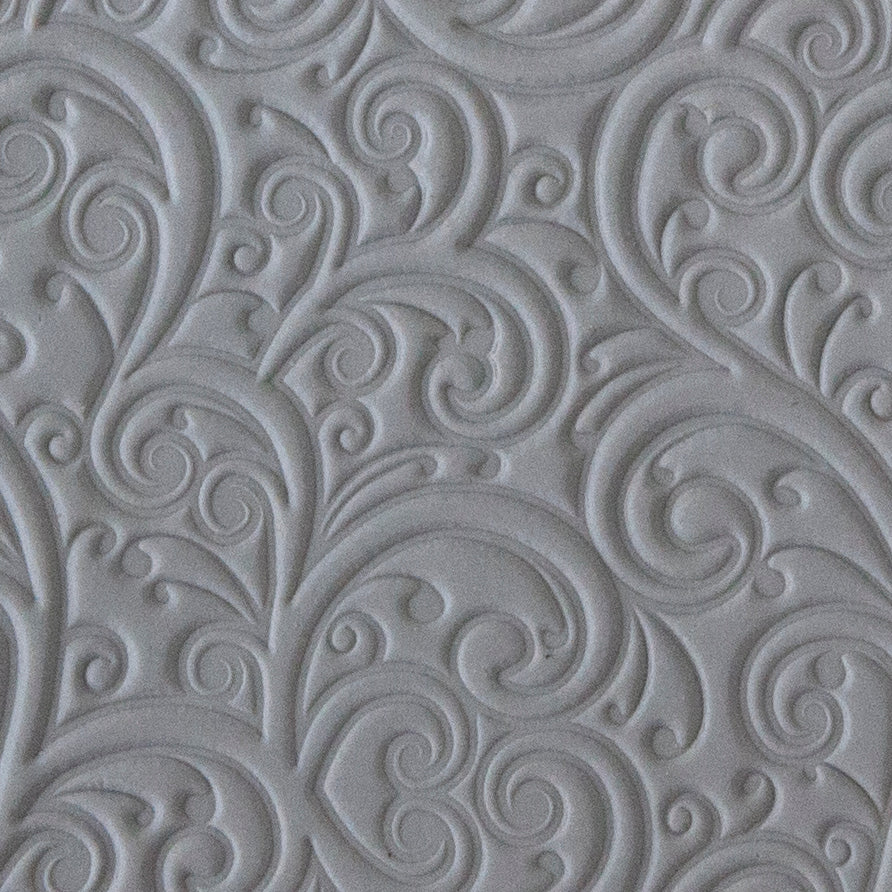 Rollable Texture Tile - Curly Vines sample in gray clay