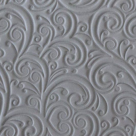 Rollable Texture Tile - Curly Vines sample in gray clay
