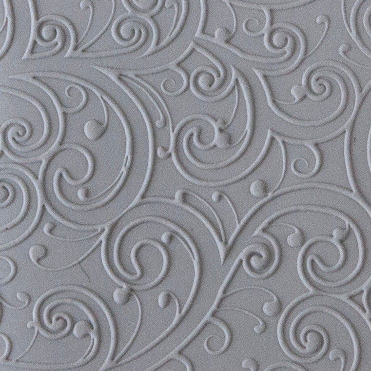 Rollable Texture Tile - Curly Vines Fineline sample in gray clay