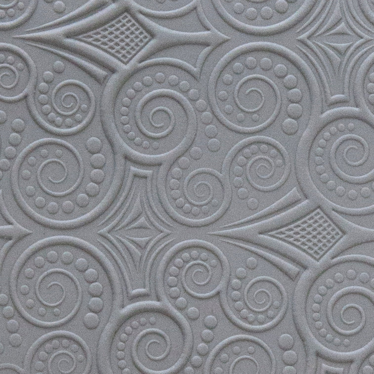 Rollable Texture Tile - Nouveau Mucha Embossed sample in gray clay