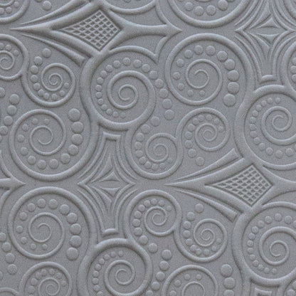 Rollable Texture Tile - Nouveau Mucha Embossed sample in gray clay