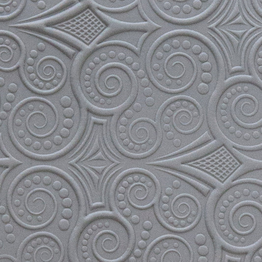 Rollable Texture Tile - Nouveau Mucha Embossed sample in gray clay