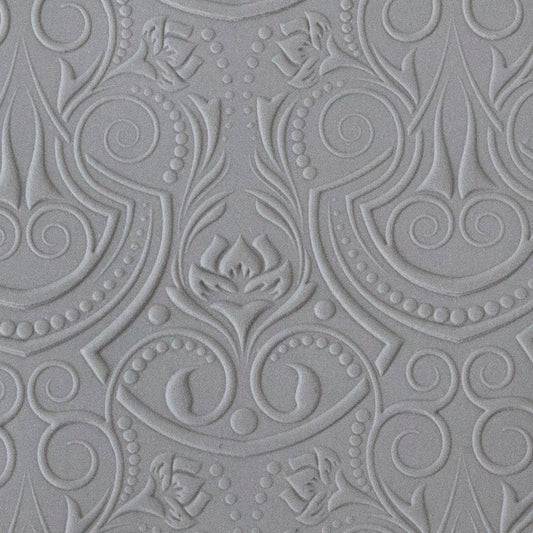 Rollable Texture Tile - Nouveau Boquet Embossed sample in gray clay