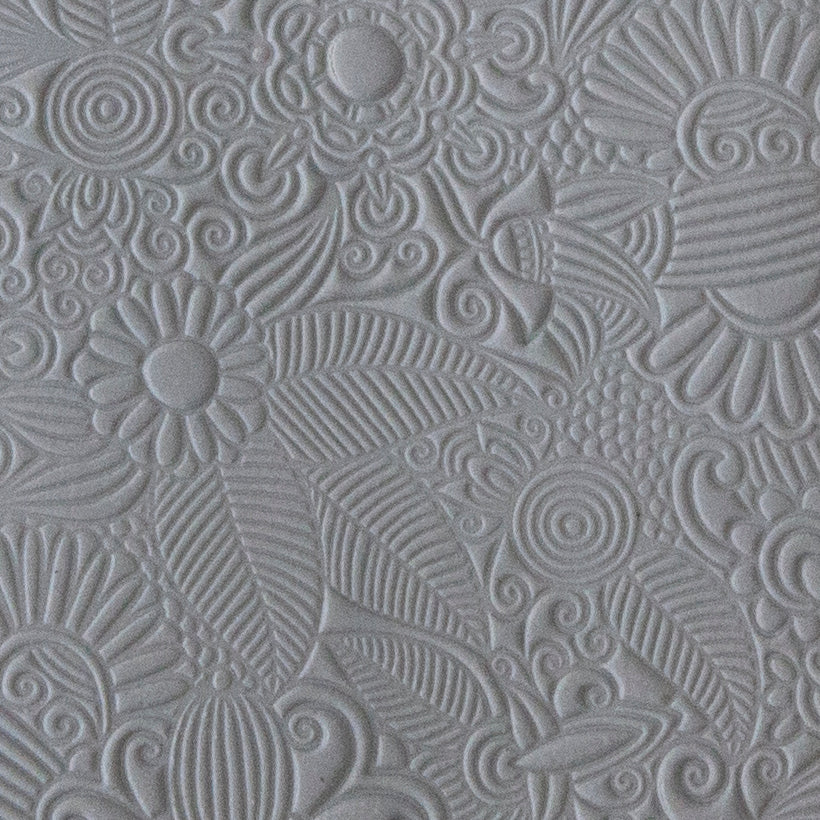 Rollable Texture Tile - Flower Party sample in gray clay