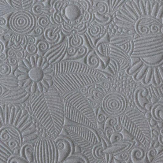 Rollable Texture Tile - Flower Party sample in gray clay
