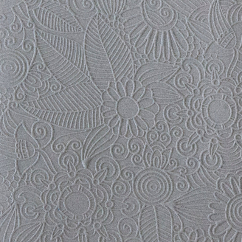Rollable Texture Tile - Flower Party Fineline sample in gray clay