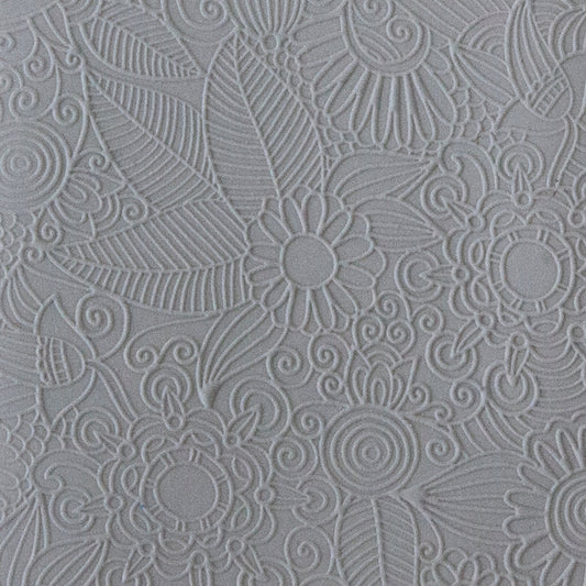 Rollable Texture Tile - Flower Party Fineline sample in gray clay