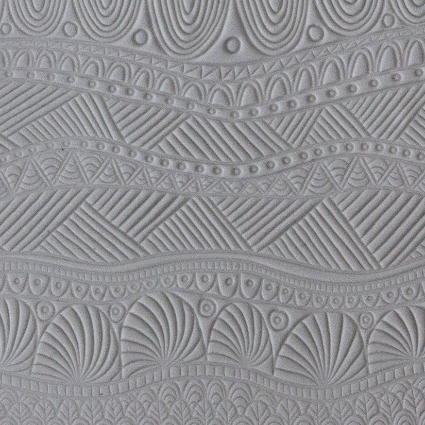 Rollable Texture Tile - Borders & Silhouettes sample in gray clay