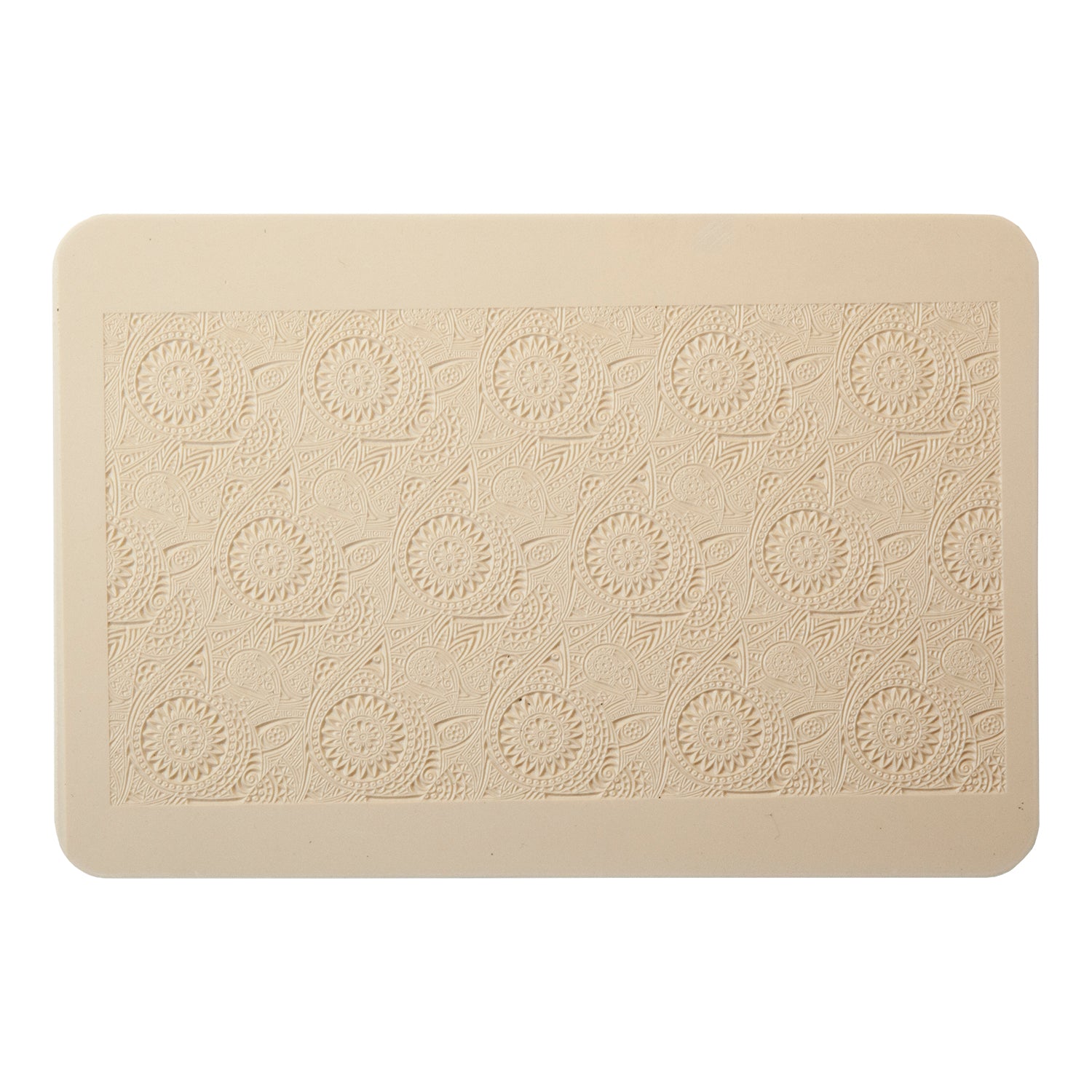 beige Rollable Texture Tile - Floral Medallions