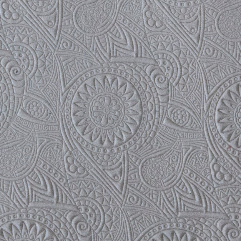 Rollable Texture Tile - Floral Medallions sample in gray clay