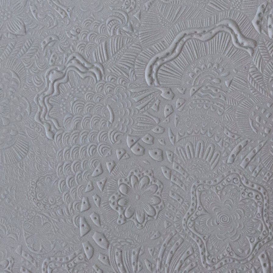 Rollable Texture Tile - Flower Power sample in gray clay