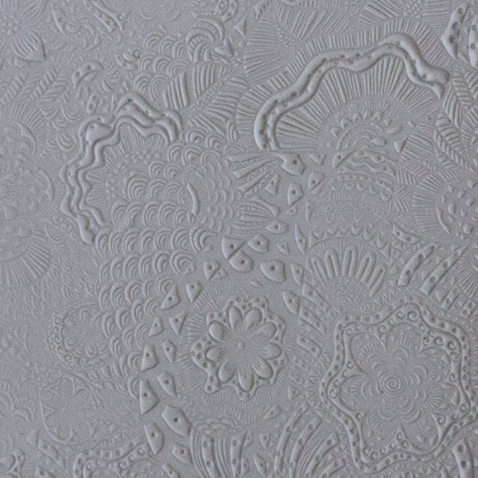Rollable Texture Tile - Flower Power sample in gray clay