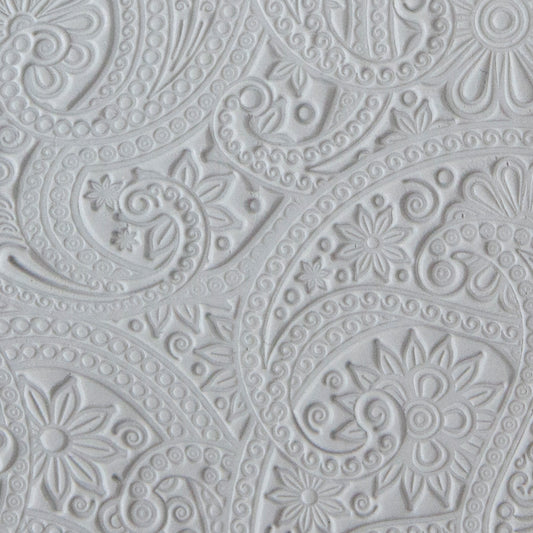 Rollable Texture Tile - Eastern Paisley sample in gray clay