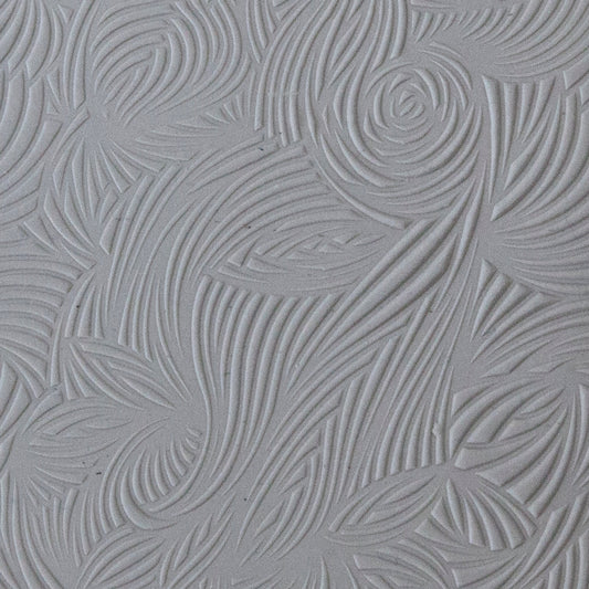 Rollable Texture Tile - Floral Scrolls sample in gray clay