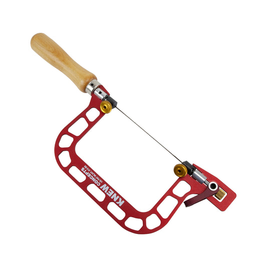 red Knew Concept Hand Saw with Cam-Lever Tension and Swivel Blade Clamps - 3" with wooden handle