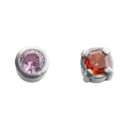 Setting Mold - Round samples in silver with colored cz's