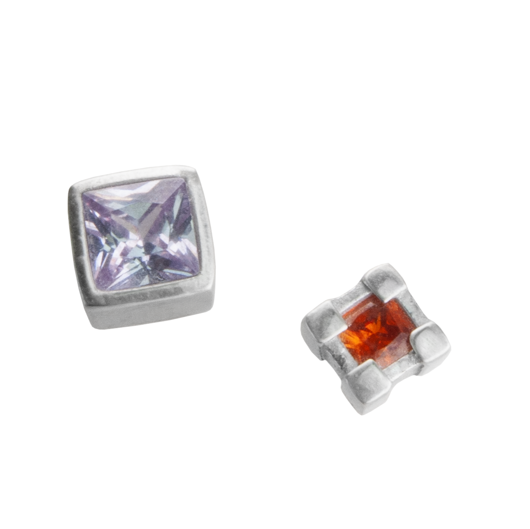 Setting Mold - Square samples in silver with colored cz's