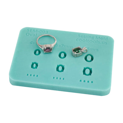 mint green Setting Mold - Oval
 with silver samples