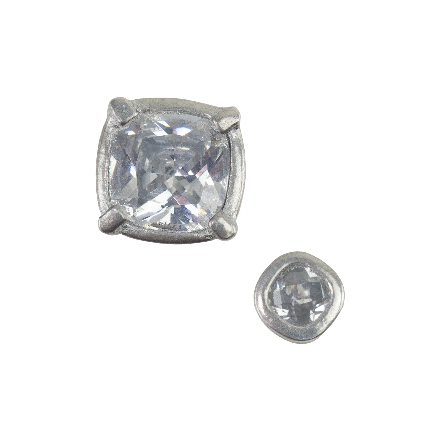 Setting Mold - Cushion samples in silver with CZs