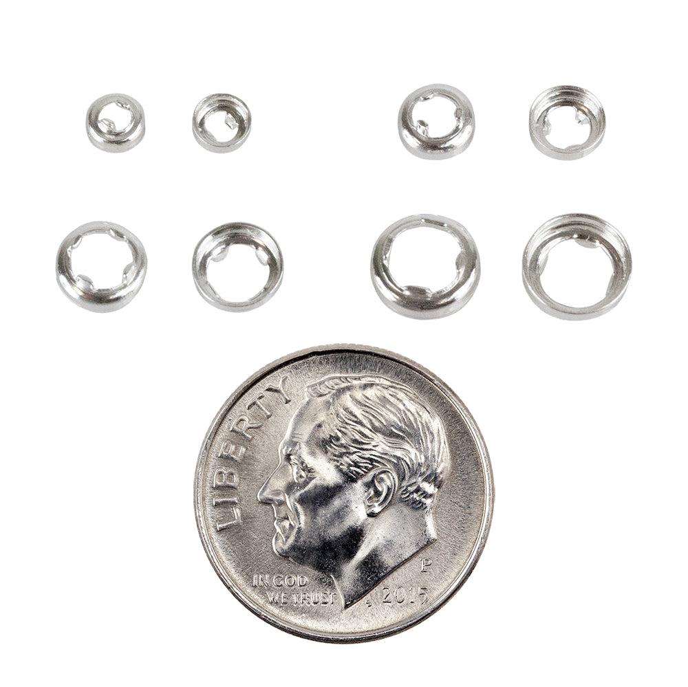 Fine Silver Embeddable Open Back Bezel Setting: 3mm, 4mm, 5mm, 6mm with dime