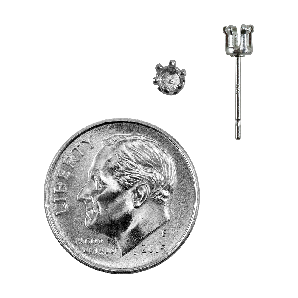 3mm Sterling Silver Snap-Set Prong Setting with Post - Round